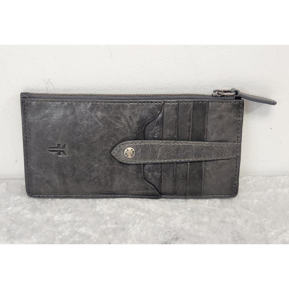 FRYE Melissa Womens Gray Leather Snap Card Wallet